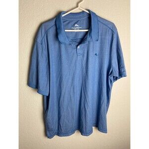 Tommy Bahama Mens Polo Shirt Blue Size 2XL Solid Short Sleeve Collared Pullover
